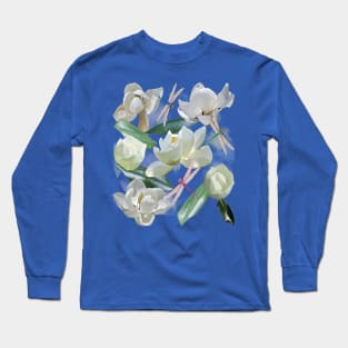 Magnolias and Dragonflies (Dark Clouds) Long Sleeve T-Shirt